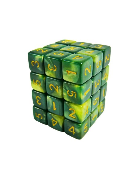 36x D6 12mm Dés de Jeu - Vert Marbre