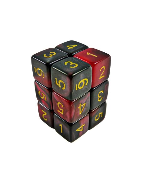 12x D6 16mm Dés de Jeu - Rouge Marbre