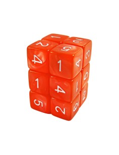 12x D6 16mm Dés de Jeu - Orange