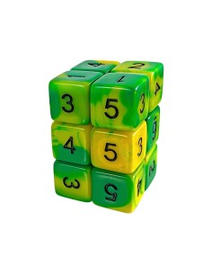 12x D6 16mm Dés de Jeu - Lime Marbre