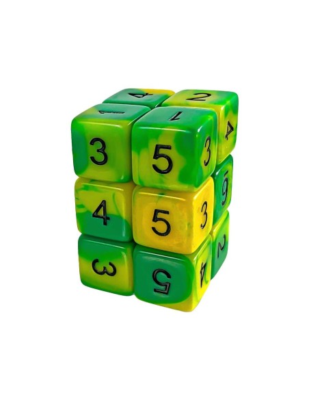 12x D6 16mm Dés de Jeu - Lime Marbre