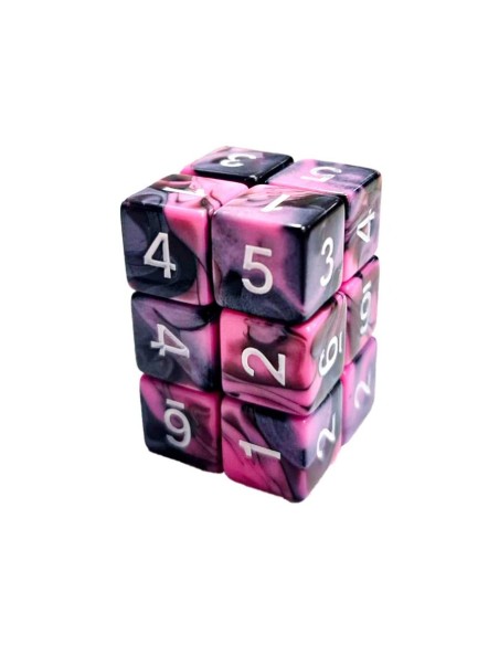 12x D6 16mm Dés de Jeu - Rose Marbre