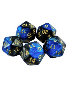 5x D20 20mm Dés de Jeu - Bleu Marbre