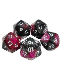 5x D20 20mm Dés de Jeu - Violet Marbre