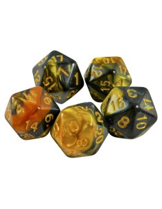 5x D20 20mm Dés de Jeu - Ambre Marbre