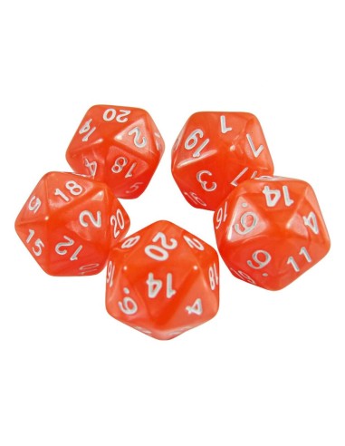 5x D20 20mm Dés de Jeu - Orange