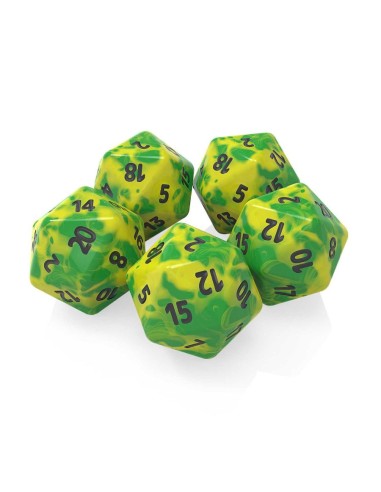 5x D20 20mm Dés de Jeu - Lime Marbre