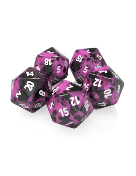 5x D20 20mm Dés de Jeu - Rose Marbre