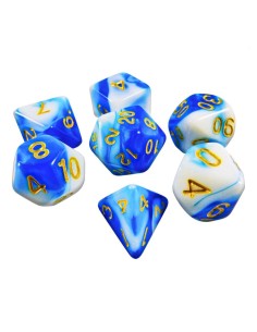 7x Mix 16mm Dés de Jeu - Bleu Blanc