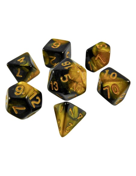 7x Mix 16mm Dés de Jeu - Ambre Marbre