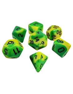 7x Mix 16mm Dés de Jeu - Lime Marbre