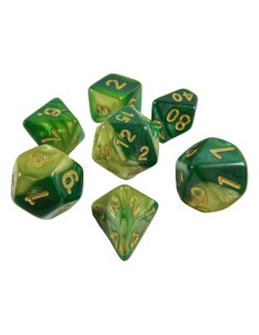 7x Mix 16mm Dés de Jeu - Vert Marbre