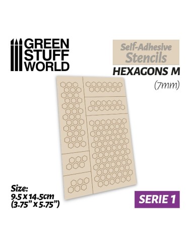 Pochoirs auto-adhésifs - Hexagones M - 7mm