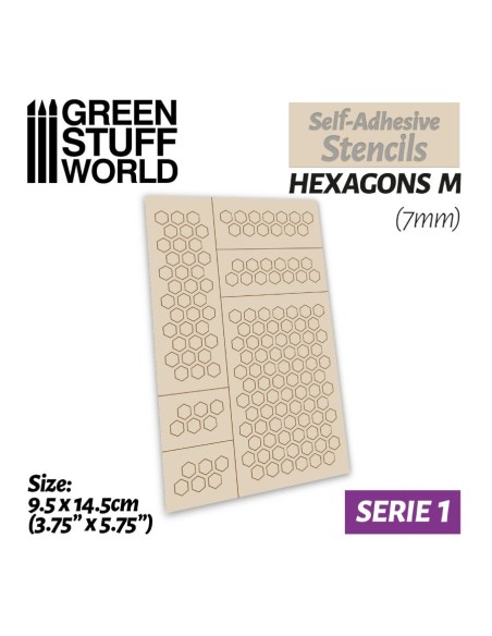 Pochoirs auto-adhésifs - Hexagones M - 7mm