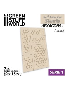 Pochoirs auto-adhésifs - Hexagones L - 9mm