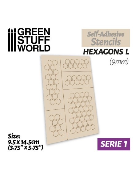 Pochoirs auto-adhésifs - Hexagones L - 9mm