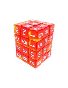 36x D6 12mm Dés de Jeu - RougeJaune Transparent