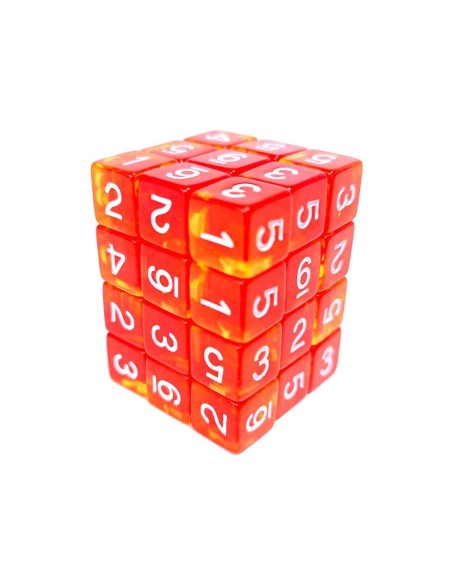 36x D6 12mm Dés de Jeu - RougeJaune Transparent