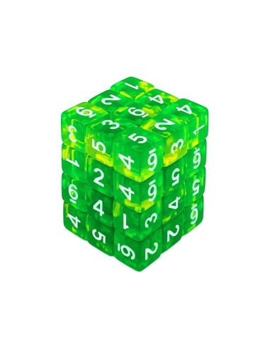 36x D6 12mm Dés de Jeu - VertJaune Transparent