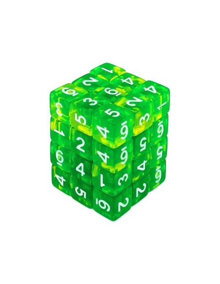 36x D6 12mm Dés de Jeu - VertJaune Transparent