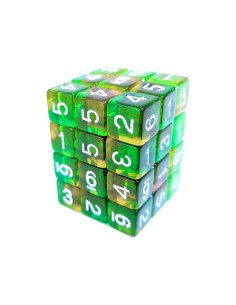 36x D6 12mm Dés de Jeu - OrangeVert Transparent