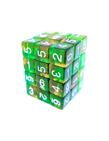 36x D6 12mm Dés de Jeu - OrangeVert Transparent