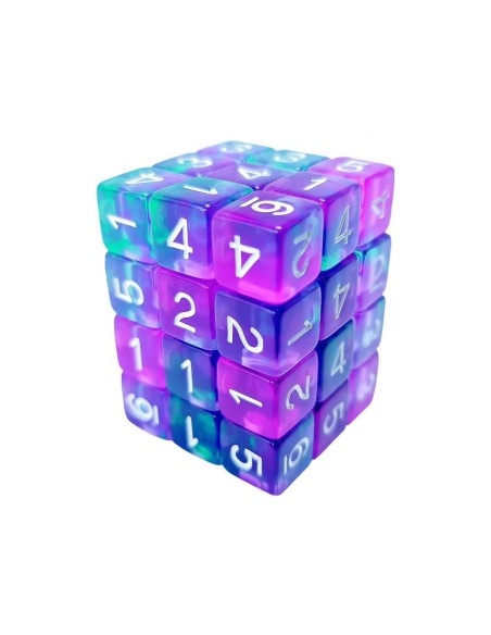 36x D6 12mm Dés de Jeu - TurquoiseLilas Transparent