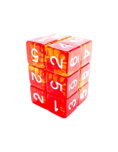 12x D6 16mm Dés de Jeu - RougeJaune Transparent