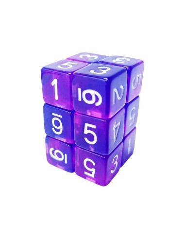 12x D6 16mm Dés de Jeu - BleuLilas Transparent