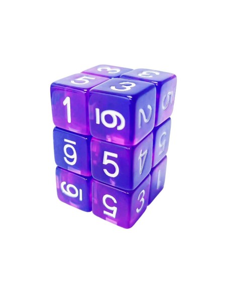12x D6 16mm Dés de Jeu - BleuLilas Transparent