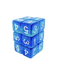 12x D6 16mm Dés de Jeu - BleuTurquoise Transparent