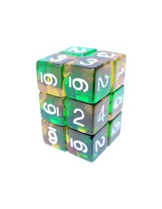 12x D6 16mm Dés de Jeu - OrangeVert Transparent