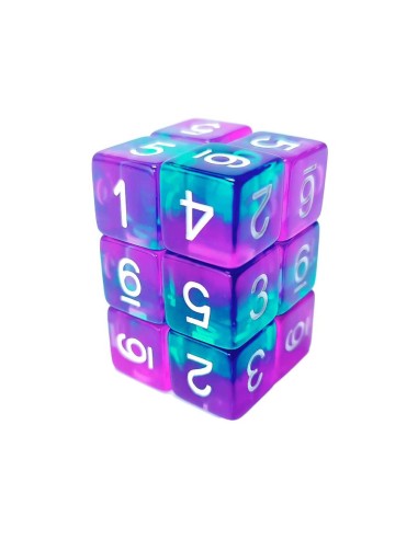 12x D6 16mm Dés de Jeu - TurquoiseLilas...