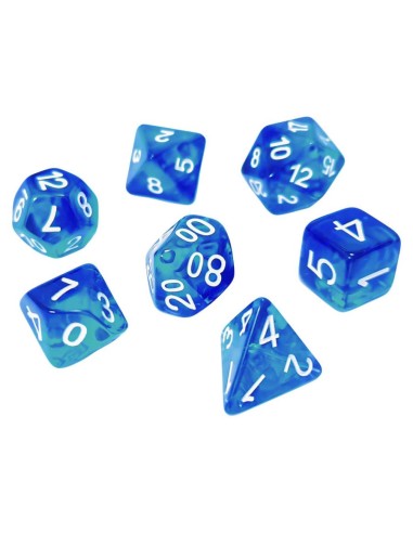 7x Mix 16mm Dés de Jeu - BleuTurquoise Transparent