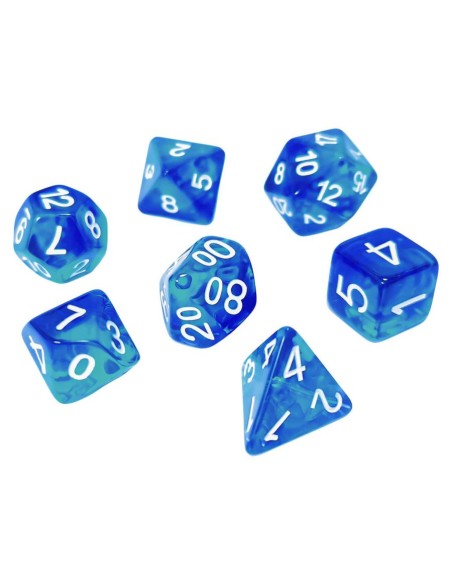 7x Mix 16mm Dés de Jeu - BleuTurquoise Transparent