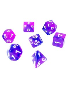 7x Mix 16mm Dés de Jeu - BleuLilas Transparent