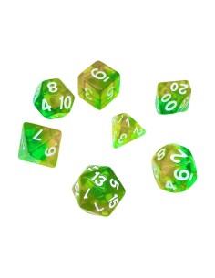 7x Mix 16mm Dés de Jeu - OrangeVert Transparent