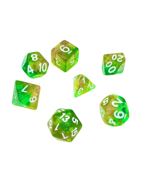 7x Mix 16mm Dés de Jeu - OrangeVert Transparent