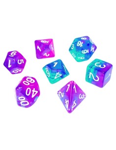 7x Mix 16mm Dés de Jeu - TurquoiseLilas Transparent