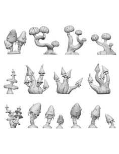 SET IMPRIME EN 3D - CHAMPIGNONS DE FANTAISIE