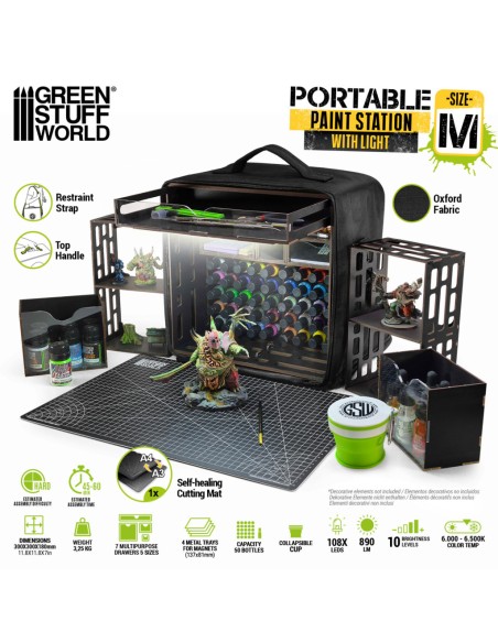 Station de peinture portable avec éclairage LED M – Green Stuff World