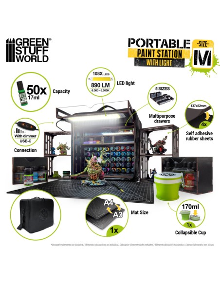 Station de peinture portable avec éclairage LED M – Green Stuff World