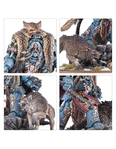 Logan Grimnar et ses Loups Tonnerre — détails du visage, des fourrures et de l’armure