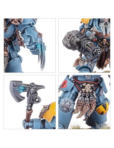 Terminators Gardes Loups — détails de la griffe Lightning, du canon d’assaut et de la hache