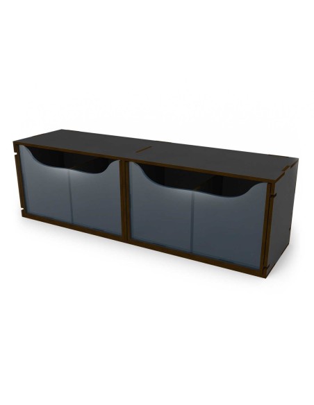 Green Stuff World Présentoir horizontal noir compact avec 2 tiroirs doubles