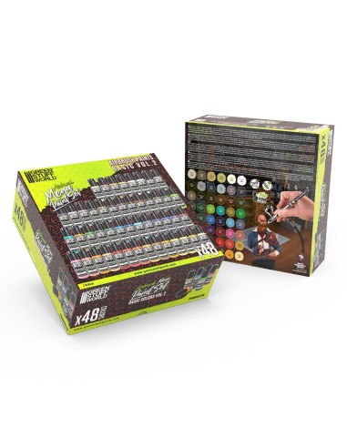 Green Stuff World Mega Set Peintures Aérographe - Couleurs de Base Vol. 2.0