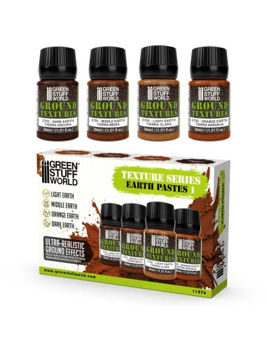 Green Stuff World Set de pâtes texturées Terre 30 ml Vol. 1 (x4)