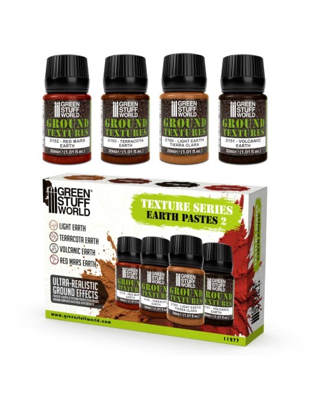 Green Stuff World Set de pâtes texturées Terre 30 ml Vol. 2 (x4)