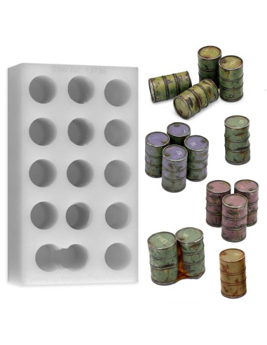 Green Stuff World Moule en Silicone - Fûts métalliques 1:48