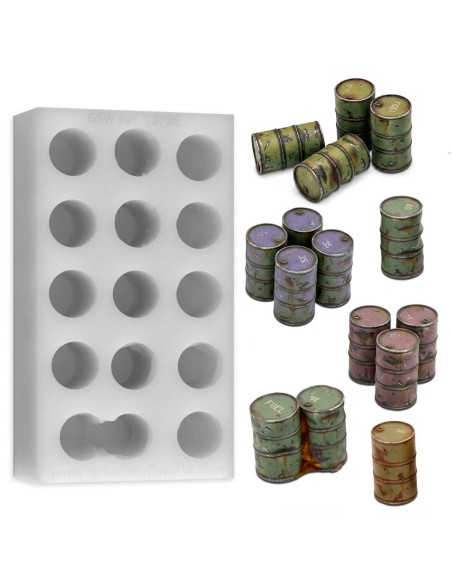 Green Stuff World Moule en Silicone - Fûts métalliques 1:48